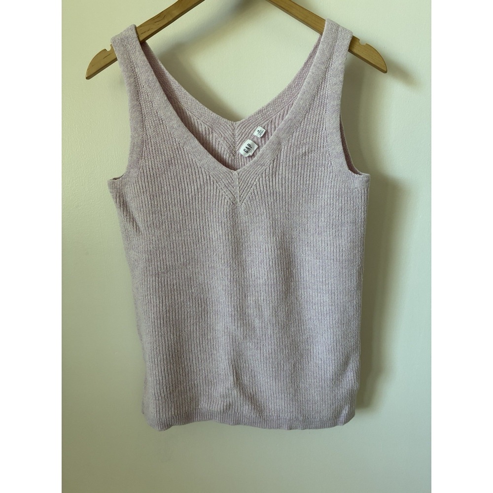 GAP Light Pink V-Neck Knit Sleeveless Sweater Tank